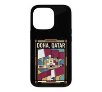Doha Drapeau du Qatar Skyline Museum Vintage Voyage Graphique Coque pour iPhone 13 Pro