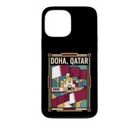 Doha Drapeau du Qatar Skyline Museum Vintage Voyage Graphique Coque pour iPhone 13 Pro Max