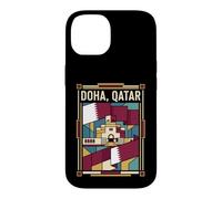 Doha Drapeau du Qatar Skyline Museum Vintage Voyage Graphique Coque pour iPhone 14