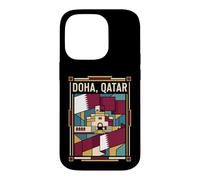 Doha Drapeau du Qatar Skyline Museum Vintage Voyage Graphique Coque pour iPhone 14 Pro