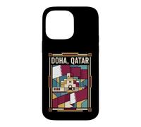 Doha Drapeau du Qatar Skyline Museum Vintage Voyage Graphique Coque pour iPhone 14 Pro Max
