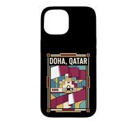 Doha Drapeau du Qatar Skyline Museum Vintage Voyage Graphique Coque pour iPhone 15