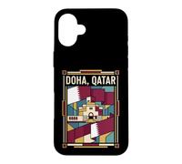 Doha Drapeau du Qatar Skyline Museum Vintage Voyage Graphique Coque pour iPhone 16 Plus