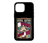 Doha Drapeau du Qatar Skyline Museum Vintage Voyage Graphique Coque pour iPhone 16 Pro Max