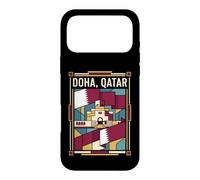 Doha Drapeau du Qatar Skyline Museum Vintage Voyage Graphique Coque pour iPhone 17 Pro Max