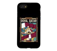 Doha Drapeau du Qatar Skyline Museum Vintage Voyage Graphique Coque pour iPhone SE (2020) / 7/8