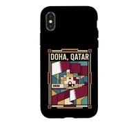 Doha Drapeau du Qatar Skyline Museum Vintage Voyage Graphique Coque pour iPhone X/XS