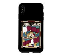 Doha Drapeau du Qatar Skyline Museum Vintage Voyage Graphique Coque pour iPhone XS Max