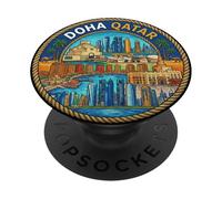 Doha Qatar Souvenir de Voyage Rond Cadeau Touristique PopSockets PopGrip Adhésif