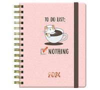 Dohe - Agenda 2024 - Semaine vue - Dimensions : 15 x 21 cm (A5) - 176 pages - Reliure spirale - Couverture rigide - Modèle Random Cat