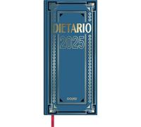 Dohe Agenda 2025 espagnol - 1 jour par page, format deux tiers (2/3) 14,5 x 31 cm, couverture rigide, comprend des échéances 2025 et 2026, dates à rappeler, planning annuel, résumé du mois - Bleu