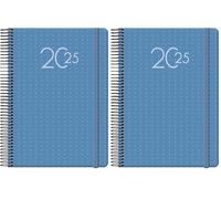 Dohe - Agenda 2025 Portugais - Jour par Page, A5 (14x20 cm), 12 Mois de Janvier à Décembre, Fermeture à Anneaux, Planificateur Annuel, Fournitures de Bureau - OPORTO Bleu (Lot de 2)