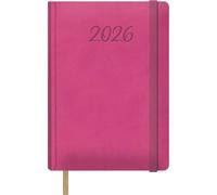 Dohe - Agenda 2026 - Jour par Page, A5 (15x21 cm), Couverture Rigide en Similicuir, Fermeture Élastique, Marque-Page, 12 Mois Janvier à Décembre, Planificateur Annuel en Espagnol - Samba Fuchsia