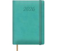 Dohe - Agenda 2026 - Jour par Page, A5 (15x21 cm), Couverture Rigide en Similicuir, Fermeture Élastique, Marque-Page, 12 Mois Janvier à Décembre, Planificateur Annuel en Espagnol - Samba Vert Menthe