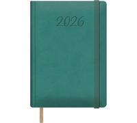 Dohe - Agenda 2026 - Jour par Page, A5 (15x21 cm), Couverture Rigide en Similicuir, Fermeture Élastique, Marque-Page, 12 Mois Janvier à Décembre, Planificateur Annuel en Espagnol - Samba Vert