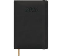Dohe - Agenda 2026 - Jour par Page, A5 (15x21 cm), Couverture Rigide en Similicuir, Fermeture Élastique, Marque-Page, 12 Mois Janvier à Décembre, Planificateur Annuel en Espagnol - Samba Noir