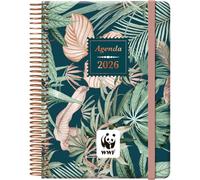 Dohe - Agenda 2026 - Jour par Page, Format 12,5x18 cm, Anneaux et Élastique, 12 Mois Janvier à Décembre, Planificateur Annuel en Espagnol, 4 Pages d’Autocollants - WWF