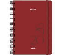 Dohe - Agenda 2026 - Jour par Page, Format A5 (14x20 cm), Fermeture Spirale et Élastique, 12 Mois Janvier à Décembre, Planificateur Annuel en Espagnol - Montana Bordeaux