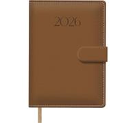 Dohe - Agenda 2026 - Jour par Page, Format A5 (15x21 cm), Couverture en Similicuir, Fermeture Magnétique à Rabat, 12 Mois Janvier à Décembre, Planificateur Annuel en Espagnol - Seine Marron