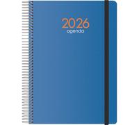 Dohe - Agenda 2026 - Semaine Vue, A5 (15x21 cm), Couverture Flexible, Fermeture Spirale et Élastique, 12 Mois Janvier à Décembre, Planificateur Annuel en Espagnol - Syncro Bleu