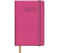 Dohe - Agenda 2026 - Semaine Vue, Format 8,5x13 cm, Couverture Rigide en Similicuir, Fermeture Élastique, Marque-Page, 12 Mois Janvier à Décembre, Planificateur Annuel en Espagnol - Samba Fuchsia