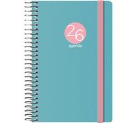 Dohe - Agenda 2026 - Semaine Vue, Format Poche 8,5x13 cm, Couverture Flexible en Plastique, Fermeture Spirale et Élastique, 12 Mois Janvier à Décembre, Planificateur Annuel en Espagnol - Memphis Vert