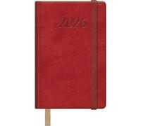 Dohe - Agenda 2026 - Semaine Vue, Format Poche 8,5x13 cm, Couverture Rigide en Similicuir, Fermeture Élastique, Marque-Page, 12 Mois Janvier à Décembre, Planificateur Annuel en Espagnol - Samba Rouge