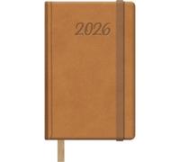 Dohe - Agenda 2026 - Semaine Vue, Format Poche 8,5x13 cm, Couverture Rigide en Similicuir, Fermeture Élastique, Marque-Page, 12 Mois Janvier à Décembre, Planificateur Annuel en Espagnol - Samba Camel