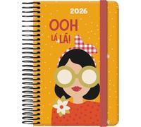 Dohe - Agenda 2026 - Semaine Vue, Format Poche (8,5x13 cm), Couverture Rigide, Fermeture Spirale et Élastique, 12 Mois Janvier à Décembre, Planificateur Annuel en Espagnol - Cute Oh Là Là