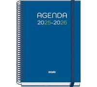 Dohe - Agenda Scolaire 2025 2026 - Jour Page, Taille A5 (15x21 cm), Espagnol et Anglais, Septembre à Juin, Reliure Spirale et Gomme, Couverture Rigide, 4 Pages de Stickers - PRIME Logic