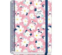 Dohe - Agenda Scolaire 2025 2026 - Jour Page, Taille A5 (15x21 cm), Espagnol et Anglais, Septembre à Juin, Reliure Spirale et Gomme, Couverture Rigide, 4 Pages de Stickers - PRIME Camomille