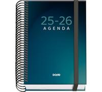 Dohe - Agenda Scolaire 2025 2026 - Jour Page, Taille A6 (12x17 cm), Espagnol et Anglais, Septembre à Juin, Reliure Spirale et Gomme, Couverture Rigide, 4 Pages de Stickers - PRIME Boreal