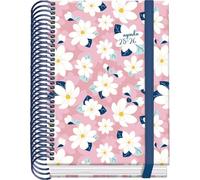 Dohe - Agenda Scolaire 2025 2026 - Jour Page, Taille A6 (12x17 cm), Espagnol et Anglais, Septembre à Juin, Reliure Spirale et Gomme, Couverture Rigide, 4 Pages de Stickers - PRIME Camomille