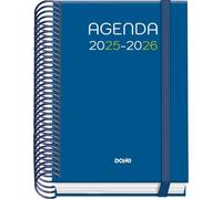 Dohe - Agenda Scolaire 2025 2026 - Jour Page, Taille A6 (12x17 cm), Espagnol et Anglais, Septembre à Juin, Reliure Spirale et Gomme, Couverture Rigide, 4 Pages de Stickers - PRIME Logic