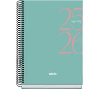 Dohe - Agenda Scolaire 2025 2026 - Jour Par Page, Taille A5 (15x21 cm), Espagnol et Anglais, Septembre à Juin, Fermeture à Spirale, Couverture Rigide - SYSTEM Vert