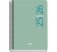 Dohe - Agenda Scolaire 2025 2026 - Jour Par Page, Taille A5 (15x21 cm), Espagnol et Anglais, Septembre à Juin, Fermeture à Spirale, Couverture Flexible - ESENCIAL Vert