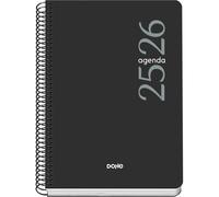 Dohe - Agenda Scolaire 2025 2026 - Jour Par Page, Taille A5 (15x21 cm), Espagnol et Anglais, Septembre à Juin, Fermeture à Spirale, Couverture Flexible - ESENCIAL Noir