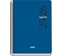 Dohe - Agenda Scolaire 2025 2026 - Jour Par Page, Taille A5 (15x21 cm), Espagnol et Anglais, Septembre à Juin, Fermeture à Spirale, Couverture Flexible - ESENCIAL Bleu