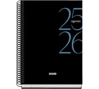 Dohe - Agenda Scolaire 2025 2026 - Jour Par Page, Taille A5 (15x21 cm), Espagnol et Anglais, Septembre à Juin, Fermeture à Spirale, Couverture Rigide - SYSTEM Noir