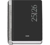 Dohe - Agenda Scolaire 2025 2026 - Jour Par Page, Taille A6 (12x17 cm), Espagnol et Anglais, Septembre à Juin, Fermeture à Spirale, Couverture Flexible - ESENCIAL Noir