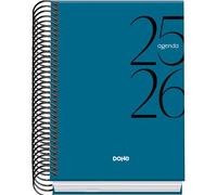 Dohe - Agenda Scolaire 2025 2026 - Jour Par Page, Taille A6 (12x17 cm), Espagnol et Anglais, Septembre à Juin, Fermeture à Spirale, Couverture Rigide - SYSTEM Bleu