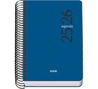 Dohe - Agenda Scolaire 2025 2026 - Jour Par Page, Taille A6 (12x17 cm), Espagnol et Anglais, Septembre à Juin, Fermeture à Spirale, Couverture Flexible - ESENCIAL Bleu
