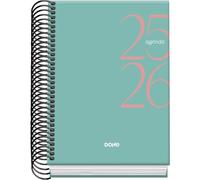Dohe - Agenda Scolaire 2025 2026 - Jour Par Page, Taille A6 (12x17 cm), Espagnol et Anglais, Septembre à Juin, Fermeture à Spirale, Couverture Rigide - SYSTEM Vert