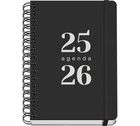 Dohe - Agenda Scolaire 2025 2026 - Page Par Jour, A5 (15x21 cm), Espagnol et Anglais, Septembre à Juin, Spirale Double et Élastique, Couverture Flexible, 4 Pages d'Autocollants - GRAMMAR Noir