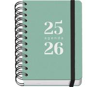 Dohe - Agenda Scolaire 2025 2026 - Page Par Jour, A6 (12x17 cm), Espagnol et Anglais, Septembre à Juin, Spirale Double et Élastique, Couverture Flexible, 4 Pages d'Autocollants - GRAMMAR Vert