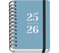 Dohe - Agenda Scolaire 2025 2026 - Page Par Jour, A6 (12x17 cm), Espagnol et Anglais, Septembre à Juin, Spirale Double et Élastique, Couverture Flexible, 4 Pages d'Autocollants - GRAMMAR Bleu