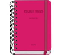 Dohe - Agenda Scolaire 2025 2026 - Page Par Jour, Taille A6 (12x17 cm), Espagnol et Anglais, Fermeture à Spirale Double et Élastique, Couverture Rigide, 4 Pages d'Autocollants - COLOUR VIBES Rose