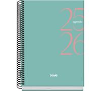 Dohe - Agenda Scolaire 2025 2026 - Semaine Vue, Taille A5 (15x21 cm), Espagnol et Anglais, Septembre à Juin, Fermeture à Spirale, Couverture Rigide - SYSTEM Vert