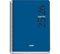 Dohe - Agenda Scolaire 2025 2026 - Semaine Vue, Taille A5 (15x21 cm), Espagnol et Anglais, Septembre à Juin, Fermeture à Spirale, Couverture Flexible - ESENCIAL Bleu