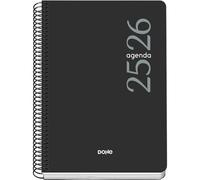 Dohe - Agenda Scolaire 2025 2026 - Semaine Vue, Taille A5 (15x21 cm), Espagnol et Anglais, Septembre à Juin, Fermeture à Spirale, Couverture Flexible - ESENCIAL Noir